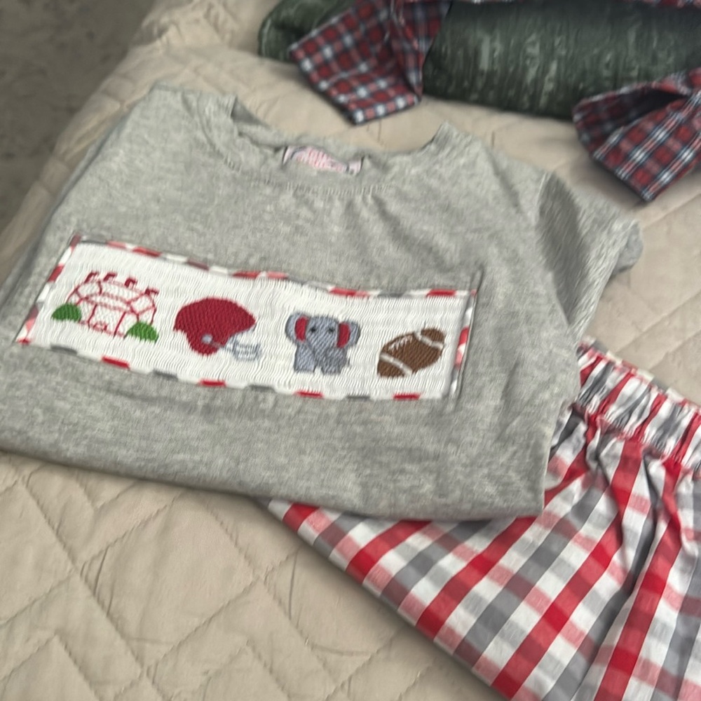 Short set Alabama smocking football little birdie co in new condition